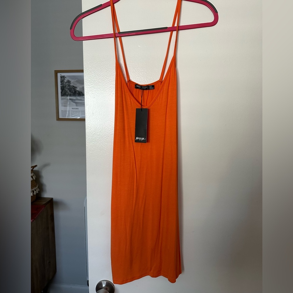 Orange minimal spaghetti strap dress nasty gal